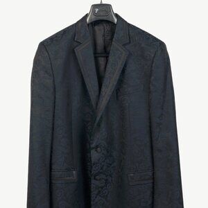 Versace Collection Navy Baroque Jacquard Wool Blazer